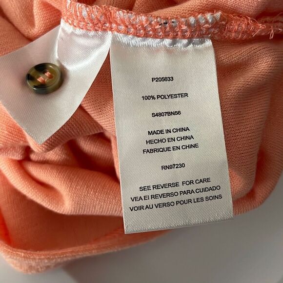 Almost Famous Peach Terrycloth Cropped Collared Shirt M NEW - Picture 8 of 9